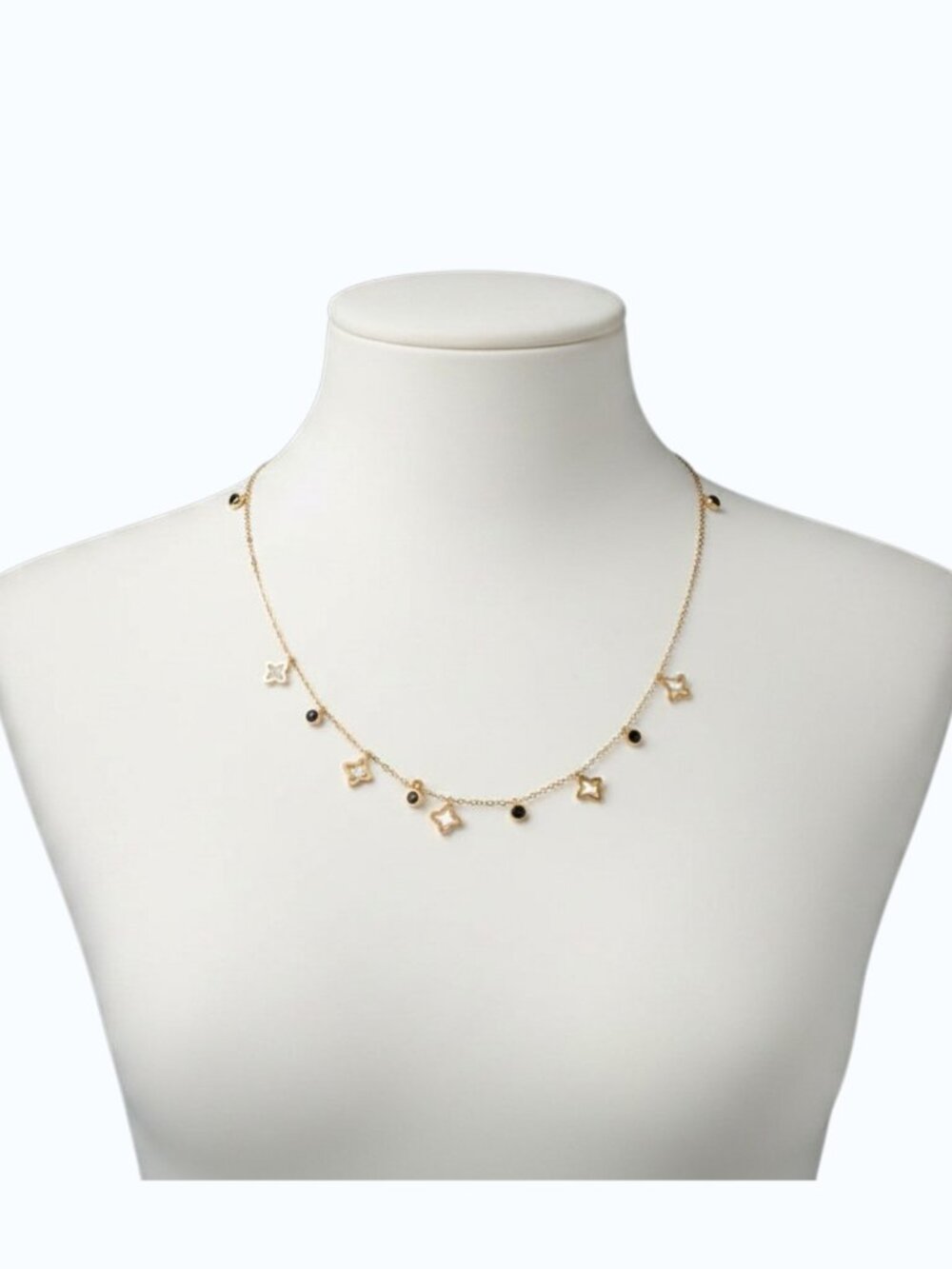 UTC Gold Tone Star Charm Station Necklace | Dainty Minimalist Necklace |